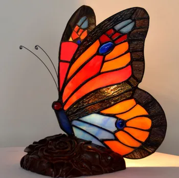 Tiffany turški namizne svetilke Retro Obarvan vitraž dekor Svetlobe Hotel namizne Svetilke Spalnica Dekoracijo spalnica metulj lučka