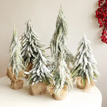 Umetni borovci Sneg spray zgrinjati perilo cedre mini Božično drevo števec okno namizno dekoracijo božični okraski
