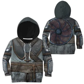 Viking Oklep 3D Tiskanih Otroci Hoodies Puloverju Majica Trenirko suknjič t srajce Plašč Fant DEKLE Cosplay Kostumi