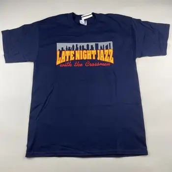 Vintage Pozno Ponoči Jazz Je Crossmen Majica Velika Modra 2001 Deadstock dolgimi rokavi