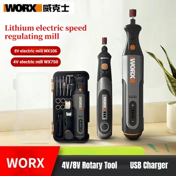 Worx 4V/8V Rotacijski Orodje Polnilnik USB WX106/WX750 Brezžična Mini Graviranje Brušenje, Poliranje Spremenljivo Hitrostjo električno Orodje+ACC