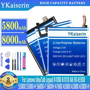 YKaiserin Baterija Za Lenovo IdeaTab Lepad A1000 A1010 S5000 S5000-H A8-50 A5500 S6000-F S600H A7600 A5000 A3000 A3000-H