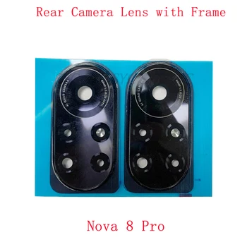 Zadaj Nazaj Objektiv Kamere Stekla Za Huawei Nova 8 Pro 5G Fotoaparat Objektiv Stekla z Okvirjem rezervnih Delov