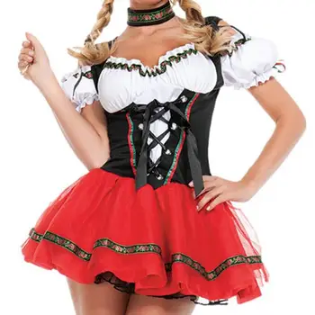 Ženske Oktoberfest Obleko 3 Kos Nemški Oktoberfest Kostum Nastavite Nemško Bavarsko Pivo Dekle Dirndl Stranka Obleko Cosplay Kostum