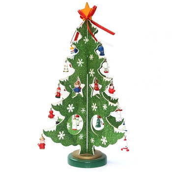 1Pcs Mini Lesene Vesel Božič Drevo Namizni Dekor Božič Drevo Okraski Božič Dekoracijo Srečno Novo Leto Doma Dekoracijo Darilo